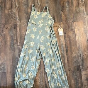 Floral Jumpsuit with Yellow and Green Design
